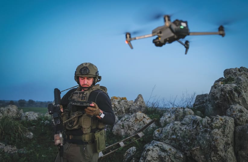  IDF SOLDIER operates a drone in the Golan Heights, February 11. (photo credit: MICHAEL GILADI/FLASH90)