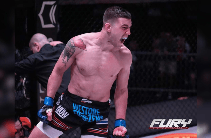  Professional Jewish-Israel welterweight mixed martial arts fighter Shimon Smotritsky at the Fury FC 92 fighting competition in Houston Texas. June 16, 2024. (photo credit: Shimon Smotritsky)