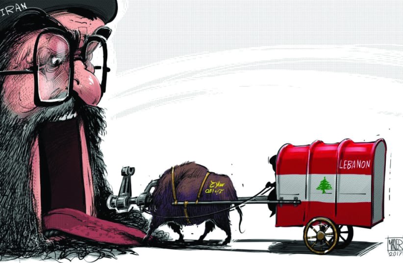  Ilustración de Irán engullendo el Líbano (photo credit: Courtesy Social Media)