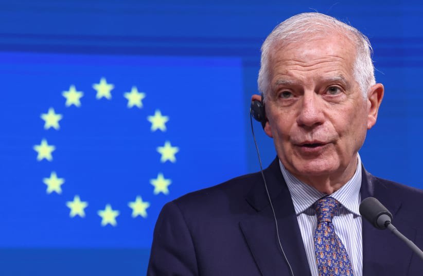  El jefe de la política exterior de la Unión Europea, Josep Borrell, asiste a una rueda de prensa el día del Consejo de Asociación UE-Ucrania en Bruselas, Bélgica, 20 de marzo de 2024. (photo credit: YVES HERMAN/REUTERS)