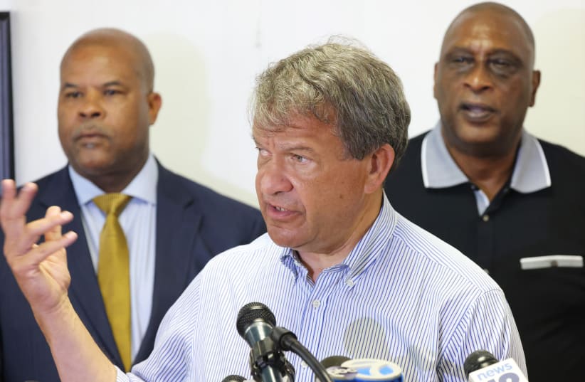 George Latimer speaks during a press conference at the Mount Vernon Democratic headquarters on June 24, 2024.  (photo credit: MICHAEL M. SANTIAGO/GETTY IMAGES)