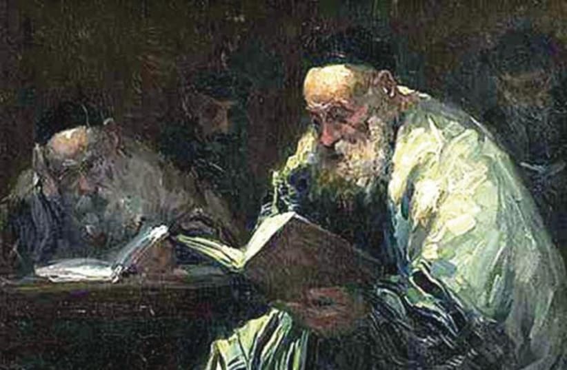  ‘TALMUD READERS’ painted by Adolf Behrman.  (photo credit: WIKIPEDIA COMMONS)