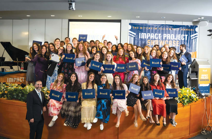  Rabbi Adi Isaacs (bottom L) poses with his Nitzavim Class of 2025. (photo credit: Chaim H. Photography)