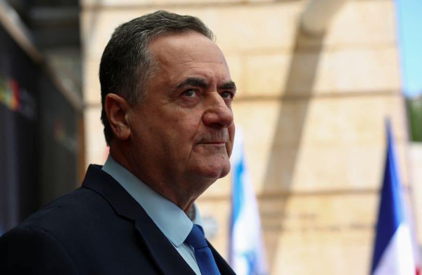  Israeli Defense Minister Israel Katz waits for his British and French counterparts for a meeting, amid the conflict between Israel and Hamas, in Jerusalem August 16, 2024.  (photo credit: REUTERS/FLORION GOGA)