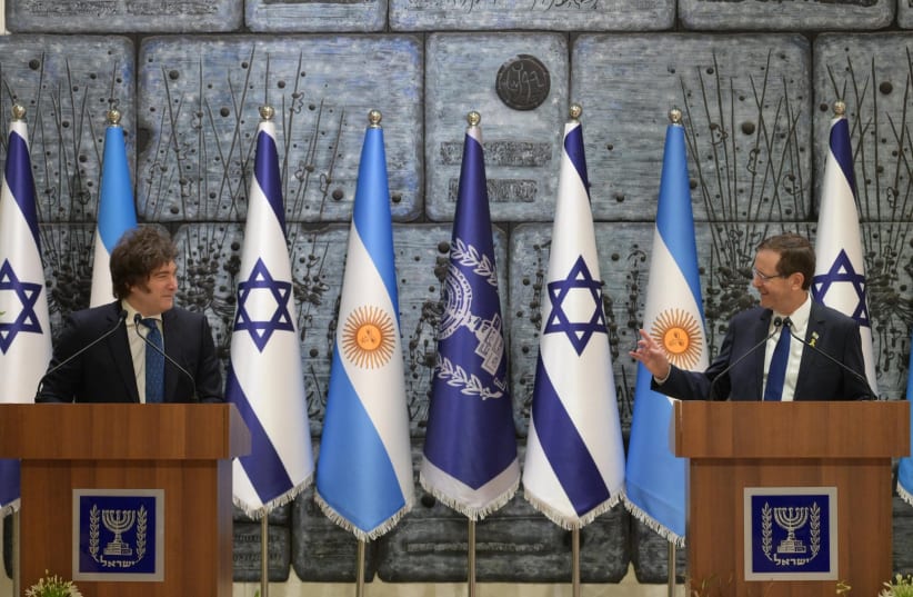  Argentina President Javier Milei with Israeli President Isaac Herzog. (photo credit: SECTION 27A COPYRIGHT ACT, TWITTER SCREENSHOT)