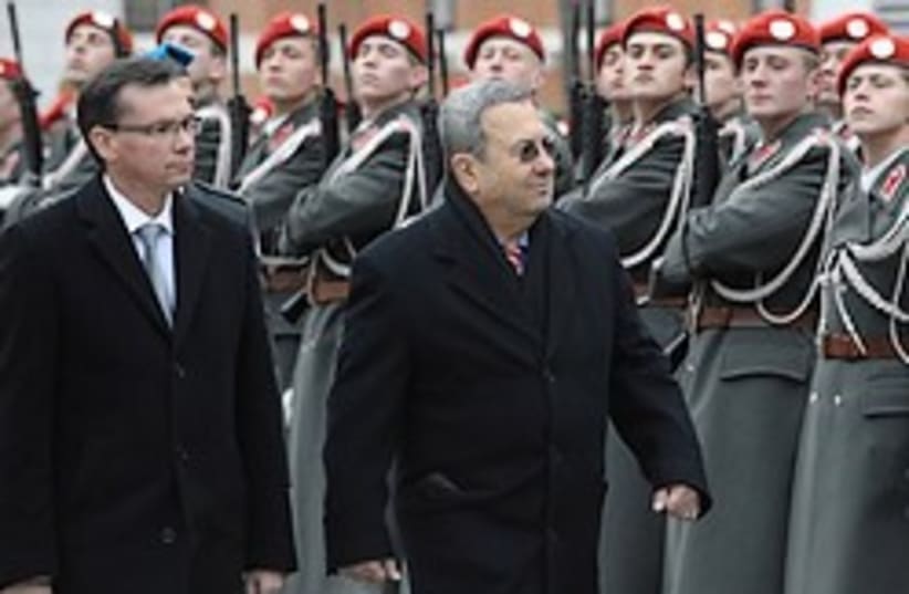 Barak in Austria with honor guard 248.88 (photo credit: AP)