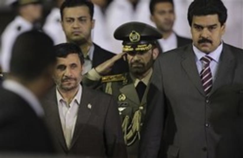 Ahmedinejad in Venezuela 248x88 AP (photo credit: )
