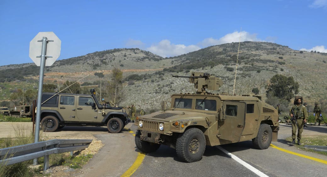 IDF forces seen on Mount Dov (photo credit: ANCHO GOSH/FLASH90)