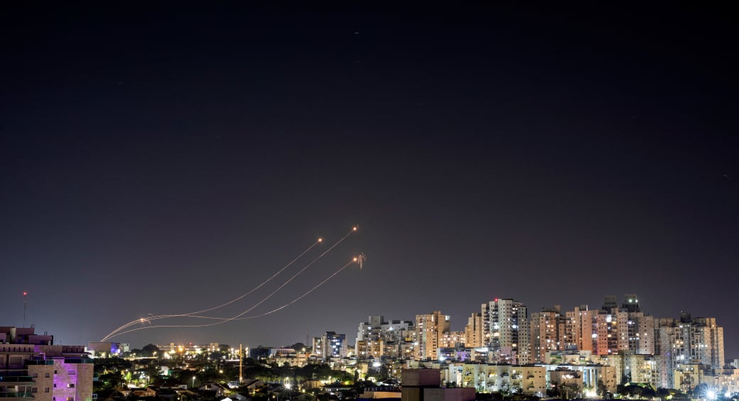  Israel's Iron Dome anti-missile system intercepts a rocket launched from the Gaza Strip, amid the ongoing conflict between Israel and the Palestinian Islamist group Hamas, as seen from Ashkelon, in southern Israel, November 4, 2023 (photo credit: REUTERS/AMIR COHEN)
