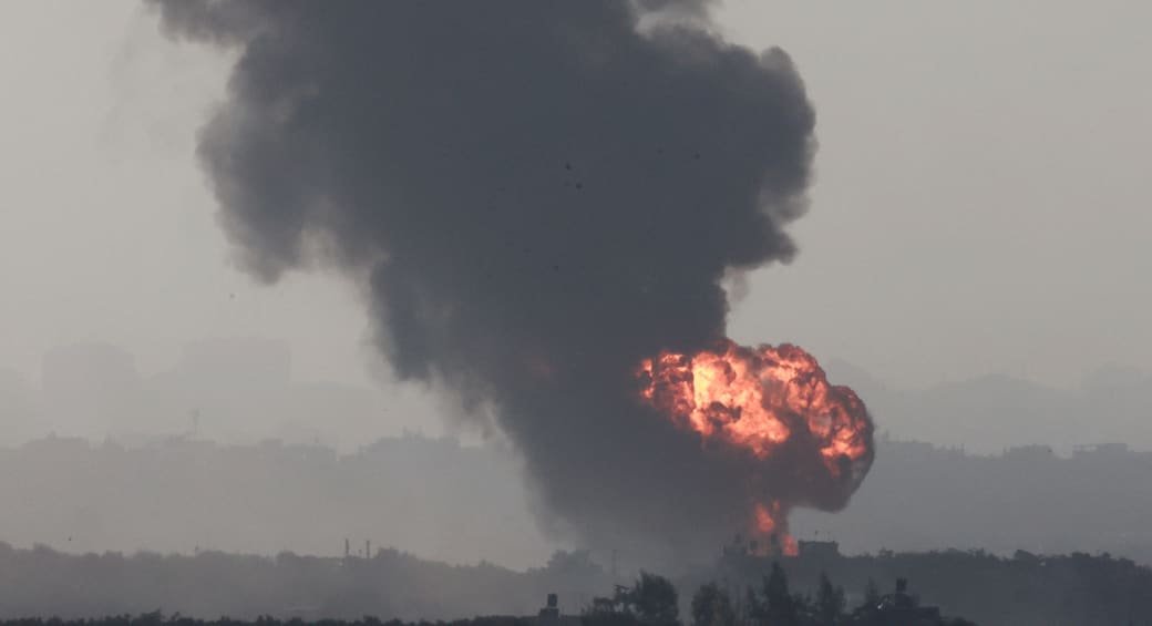  Smoke rises in the northern Gaza Strip following an Israeli airstrike, amid the ongoing conflict between Israel and Hamas, as seen from southern Israel, November 8, 2023 (photo credit: REUTERS/AMMAR AWAD)