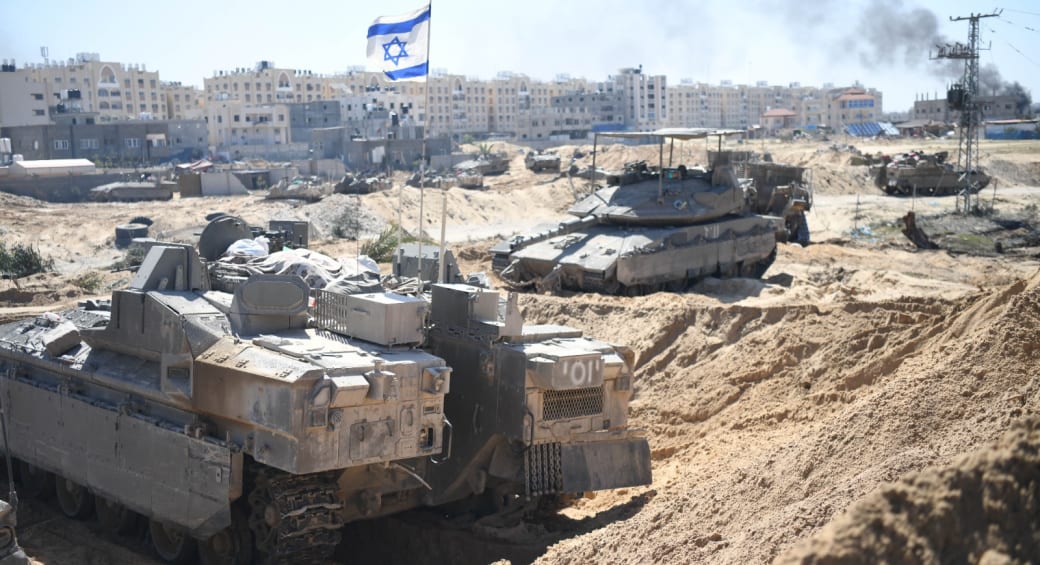  IDF tanks operate in the Hamad area of Khan Yunis, Gaza. March 15, 2024. (photo credit: IDF SPOKESPERSON'S UNIT)