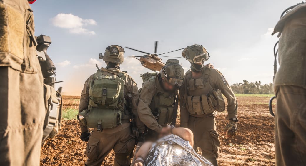  IDF troops evacuate wounded personnel in the North. April17, 2024. (photo credit: IDF SPOKESPERSON'S UNIT)