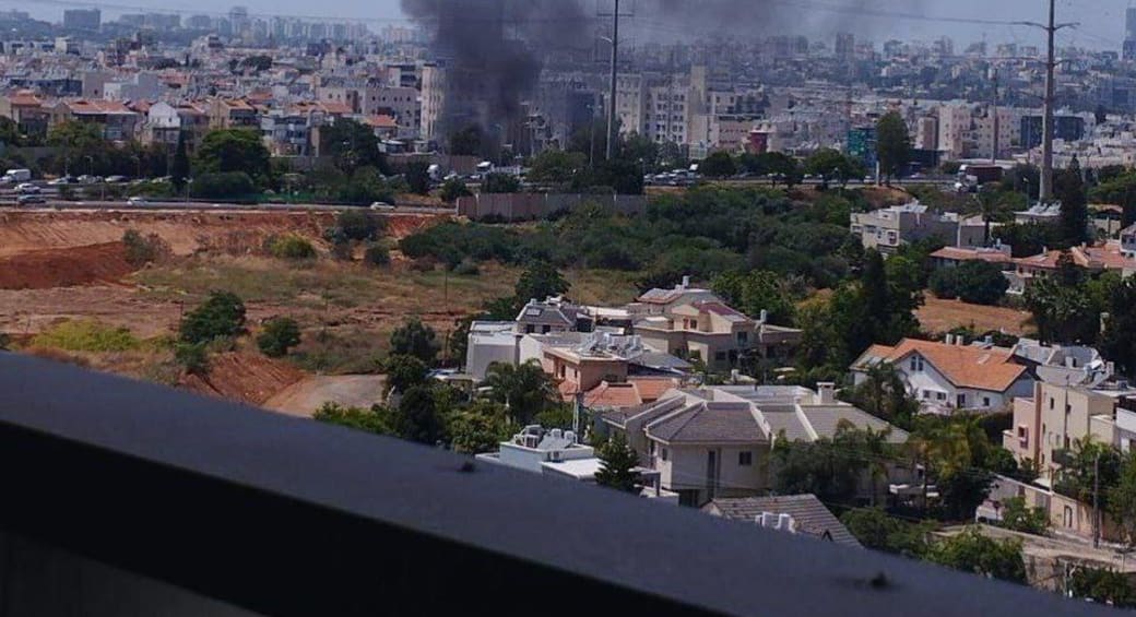 A photo from Hamas purporting to show rockets fall on Tel Aviv. May 26, 2024. (photo credit: Hamas Telegram)