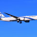 An El Al Israel Airlines Boeing 787-9 Dreamliner on its final approach to Newark Liberty International Airport.