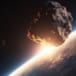  An illustrative image of an asteroid passing Earth.