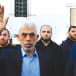  YAHYA SINWAR waves to Palestinians last April at a rally marking the annual al-Quds Day (Jerusalem Day) in Gaza. 