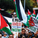  PROTESTERS ATTEND a solidarity rally in Dublin, Ireland, for Palestinians in Gaza late last year. 