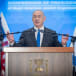  Prime Minister Benjamin Netanyahu attends a Conference of Presidents of Major American Jewish Organizations in Jerusalem, on February 18, 2024