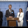 EcoPeace co-directors and EcoPeace Middle East co-director with German Ambassador Heusgen at UNSC