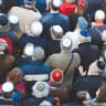  A kippah demonstration in front of a synagogue in Berlin