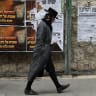 Border Police go about coronavirus inspections in Mea Shearim, a haredi neighborhood in Jerusalem.