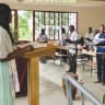 Congregants of an Igbo synagogue gather to pray