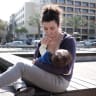 Israeli women take part at a Mass Breastfeeding as they gathered at Rabin Square in Tel Aviv on March 18, 2016, the idea  was to promote women's right to breastfeeding their babies in public, March 18, 2016. Photo by Tomer Neuberg/Flash90