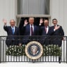  AL ZAYANI, NETANYAHU, Trump and bin Zayed participate in the signing of the Abraham Accords.