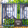 A 2011 display by Reporters Without Borders showing reporters have been held hostage for over 500 days