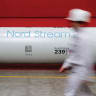  THE LOGO of the Nord Stream 2 gas pipeline project is seen on a pipe at the Chelyabinsk pipe rolling plant in Chelyabinsk, Russia.
