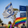  People participate in the first Gay Pride Parade in Mitzpe Ramon, on July 2, 2021. 