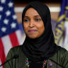 US Representative Ilhan Omar (D-MN) attends a news conference addressing the anti-Muslim comments made by Representative Lauren Boebert (R-CO) towards Omar, on Capitol Hill in Washington, US, November 30, 2021.