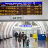  Passengers at Yitzhak Navon train station in Jerusalem on March 31, 2022