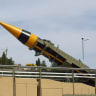  A new surface-to-surface ballistic missile called Khaibar with a range of 2,000 km, unveiled by Iran, is seen in Tehran, Iran, May 25, 2023