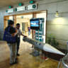  VISITORS VIEW a model of the Arrow 3 interceptor missile on display at an aerospace conference in Jerusalem. 