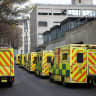  A view of ambulances parked along a street, as ambulance workers strike, amid a dispute with the government over pay, near the NHS London Ambulance Service, in London, Britain December 21, 2022.