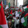  People demonstrate to express support for the Palestinians during a protest in Milan, Italy October 14, 2023; Illustrative.