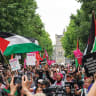  PROTESTERS MARCH out of Kings College Circle after leaving an anti-Israel student encampment at the University of Toronto, following an Ontario judge order for the protesters to leave their two-month-old encampment, in July.