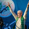  Palestinians supporters of Hamas attend an anti-Israel rally in the presence of Yahya Sinwar, leader of Hamas in the Gaza Strip, in Gaza City, on May 25, 2021