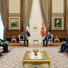 Syria's newly appointed president for a transitional phase Ahmed al-Shaara meets with Turkey's President Recep Tayyip Erdogan at the Presidential Palace in Ankara, Turkey, February 4, 2025.