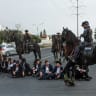  Haredim protest against the IDF draft on Highway 4 outside Bnei Brak; illustrative, April 6, 2025.