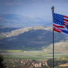  COMBINED US-ISRAEL flag on the Lebanon border, March 30.