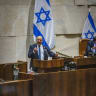 Former Israeli prime minister Benjamin Netanyahu attends a plenum session as Israeli prime minister Naftali Bennett speaks in the assembly hall of the Israeli parliament on May 16, 2022. 