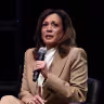 Former U.S. Vice President Kamala Harris speaks at the Wiltern Theatre on September 29, 2025 in Los Angeles, California. Harris is in the midst of a 15-city book tour following the release of her new book “107 Days,” recounting her presidential campaign against President Donald Trump.