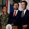 Jared Kushner speaks to members of the media next to U.S. Vice President JD Vance in Kiryat Gat, Israel, October 21, 2025. 