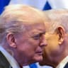 US President Donald Trump and Israeli Prime Minister Benjamin Netanyahu at the Knesset on the day of Trump's address, amid a US-brokered prisoner-hostage swap and ceasefire deal between Israel and Hamas, in Jerusalem, October 13, 2025. 
