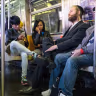 People traveling in a subway train in New York city, Oct. 26, 2015. 