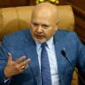 International Criminal Court Prosecutor Karim Khan speaks at the Federal Legislative Palace, in Caracas, Venezuela, April 22, 2024.