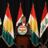 Nechirvan Barzani, the regional president of Iraqi Kurdistan, delivers a speech after casting his ballot in Arbil, the capital of Iraqi's northern autonomous Kurdish region, on November 11, 2025.