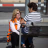 Director of the Psychotrauma Unit for UNITED HATZALAH conforts an Israeli woman who witnessed a terror attack in front of the National Police Headquarters in Jerusalem on October 9, 2016.